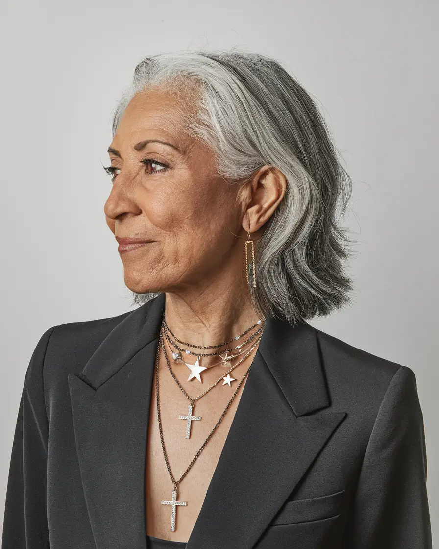 Fall hair color women over 60 Two-Tone Graphite with Tapered Ends
