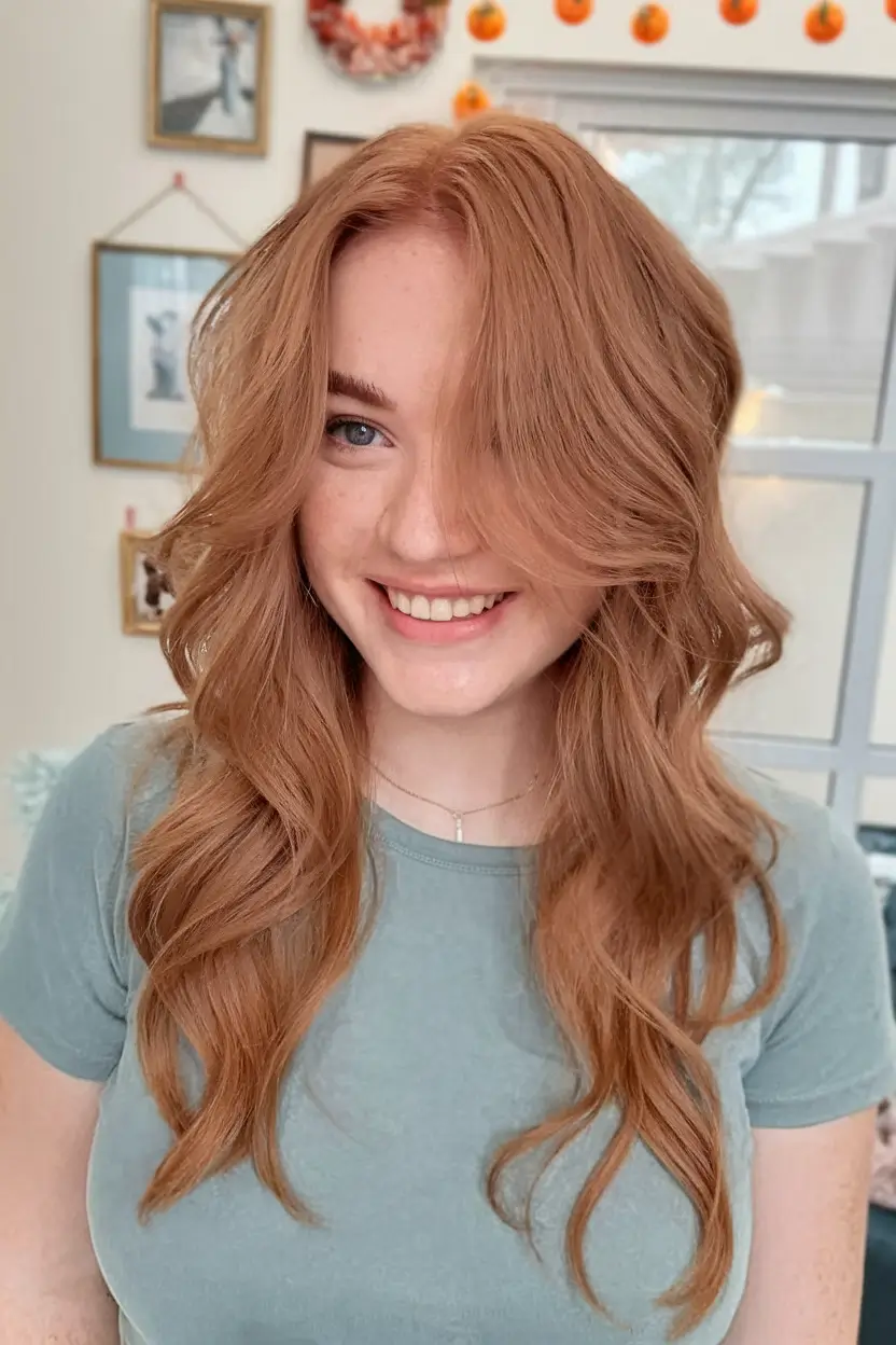 warm fall hair color red Golden Apricot Layers