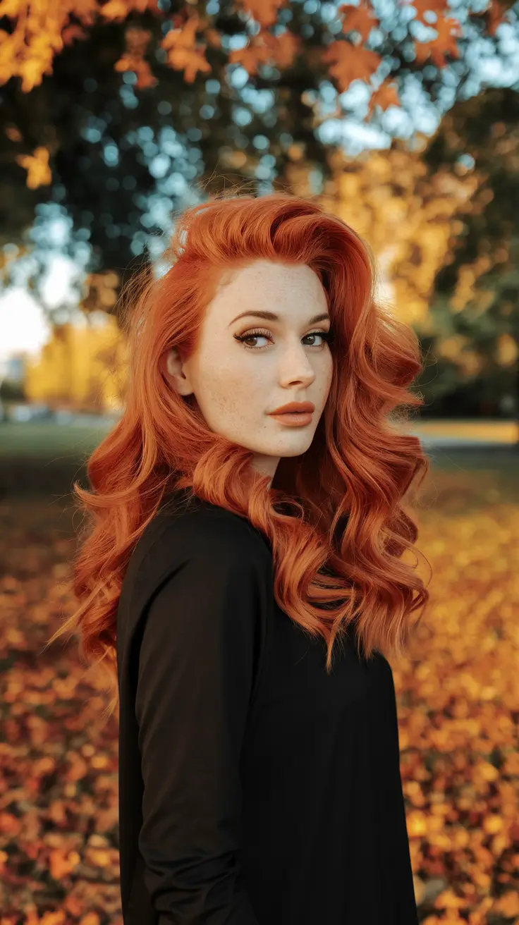 warm fall hair color red Fiery Cinnamon Curls