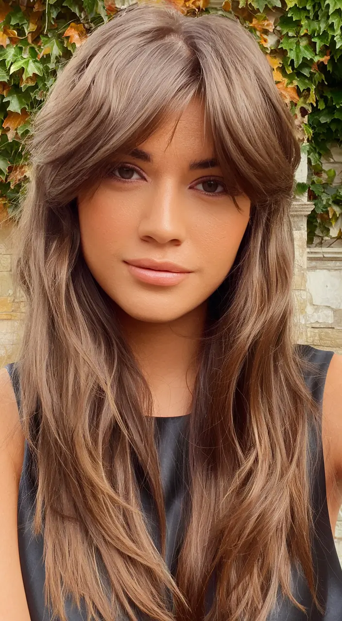 warm fall hair color with highlights Coffee-Kissed Brunette Layers