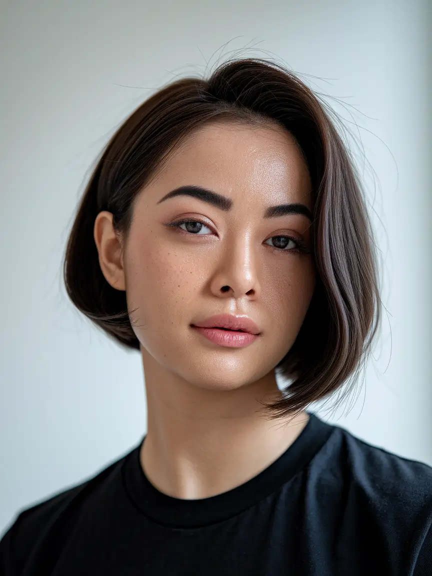 oval face haircuts short Side-Swept French Bob with Polished Ends