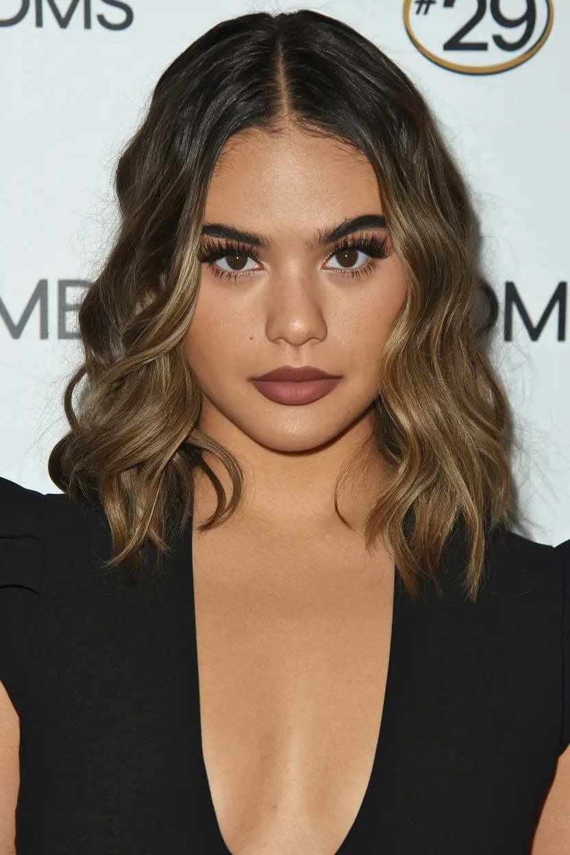 oval face haircuts medium Blunt Mid-Length Waves with Glossy Finish