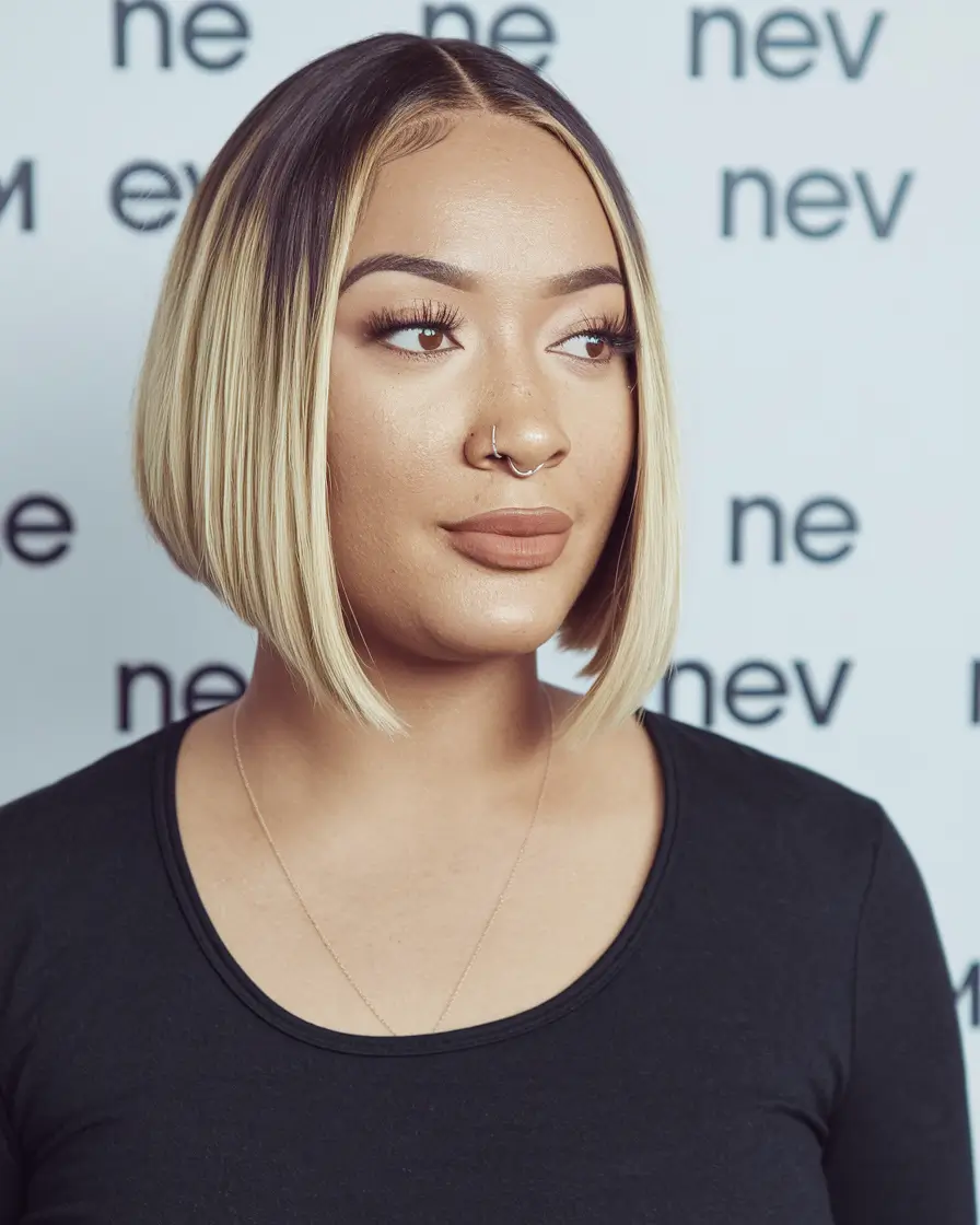 fall haircuts 2025 oval face Ultra Sleek Chin-Length Bob with a Center Part