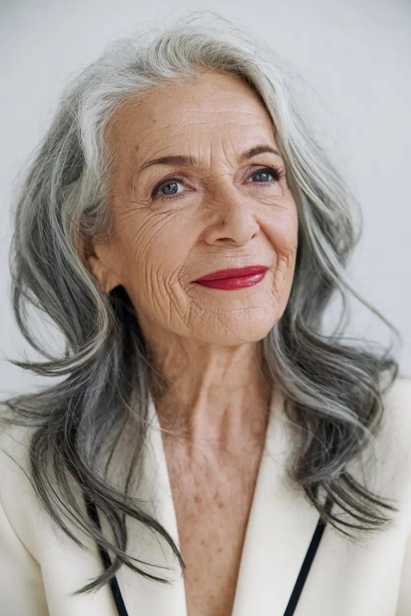 Fall haircuts for women over 60 Long Shag Waves That Whisper Youth