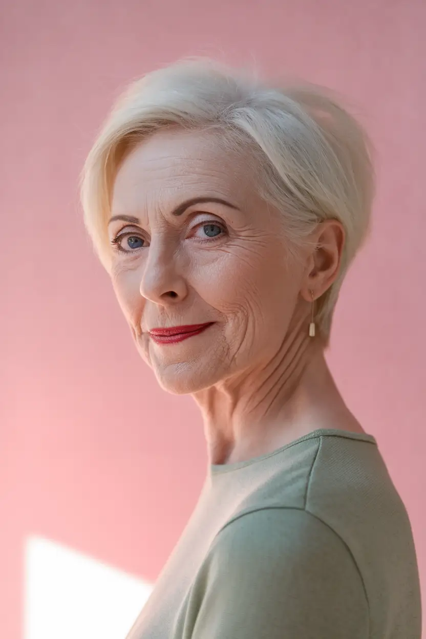 Fall haircuts for women over 60 Ultra Chic Platinum Crop