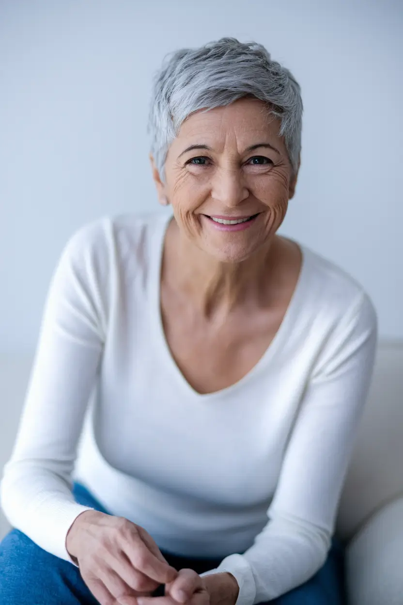 Fall haircuts for women over 60 Textured Short Crop That Radiates Ease