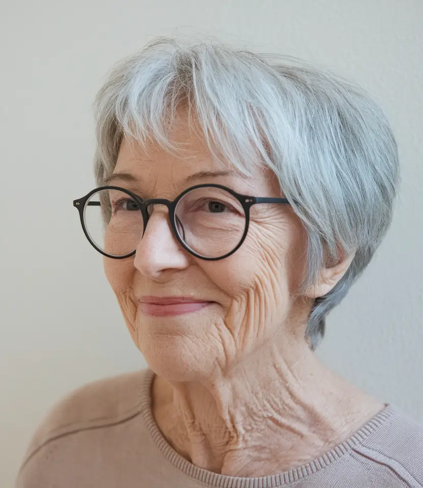 Fall haircuts for women over 60 Round Bob with Playful Fringe
