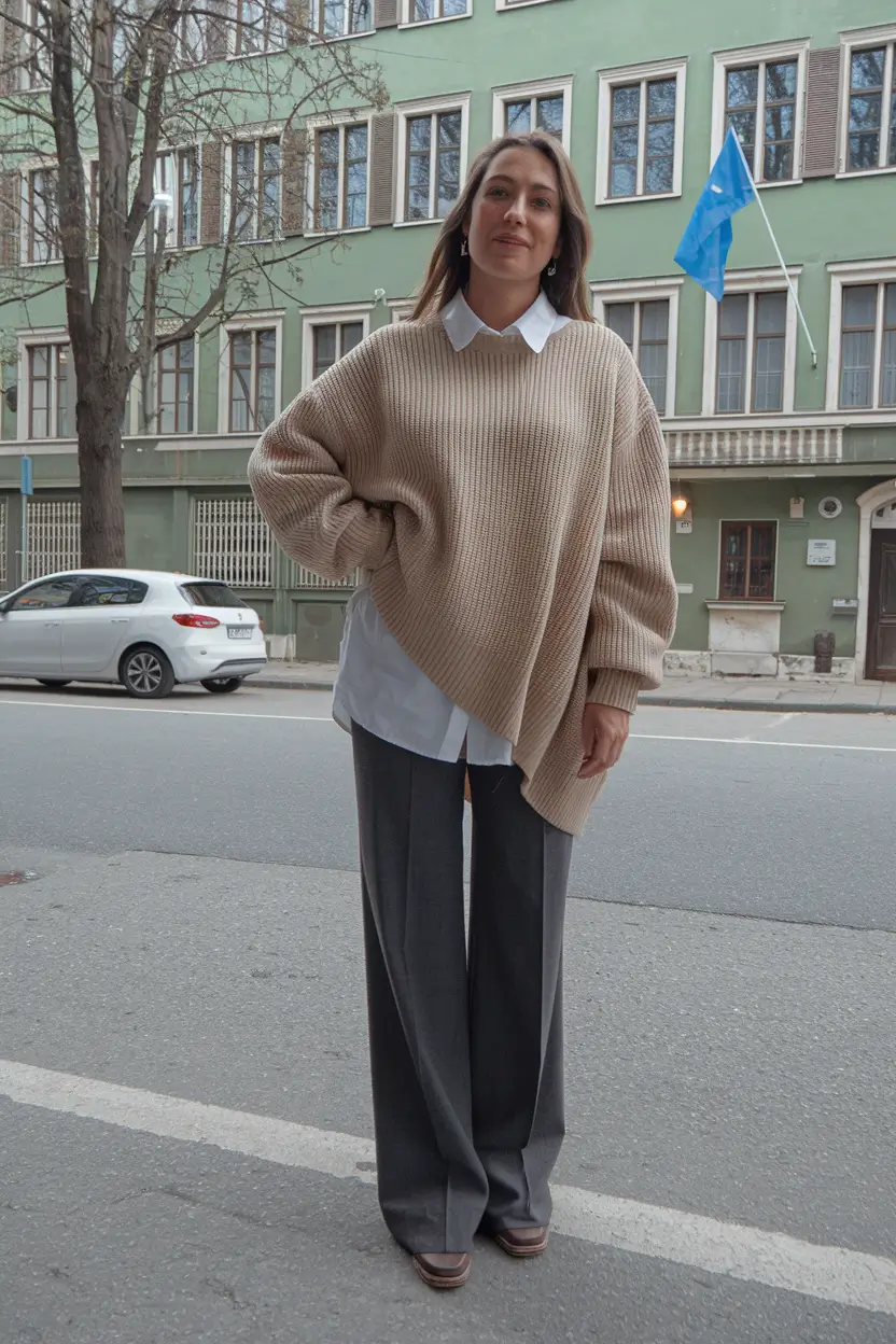 layering for fall outfit ideas Slouchy Elegance with a Tailored Twist