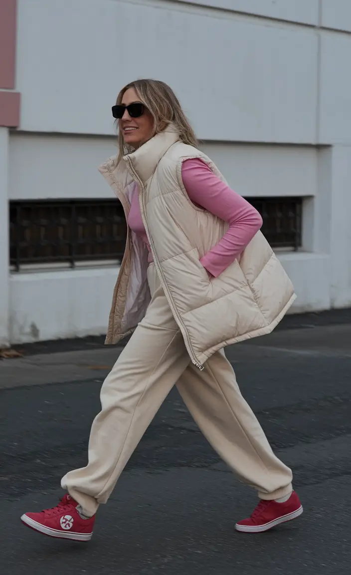 layering for fall outfits ideas 2025 Playful Neutrals with a Pop