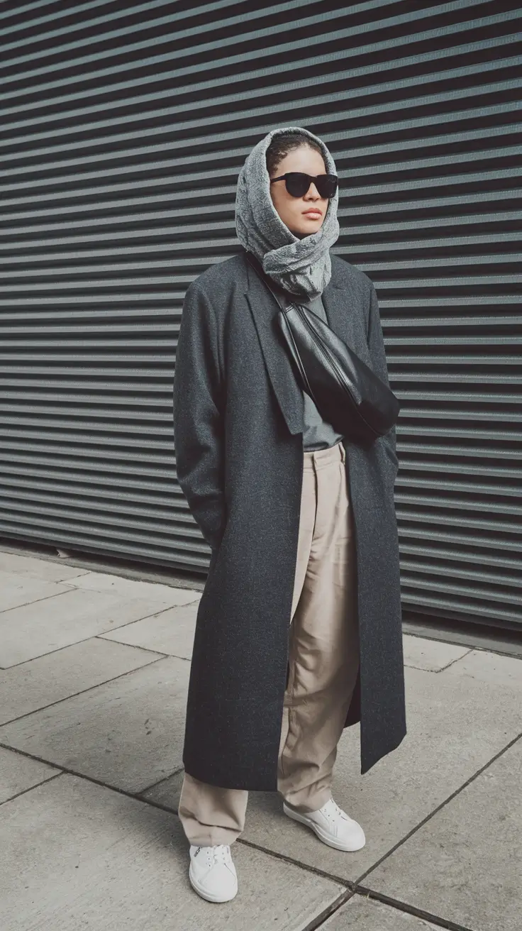 layering for fall outfits ideas 2025 Downtown Drama in Charcoal and Cream