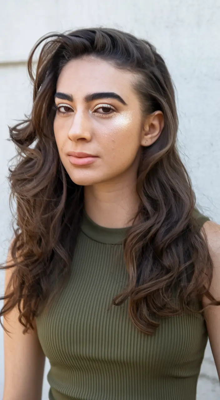 casual+Side-Parted Loose Waves with Undone Edge