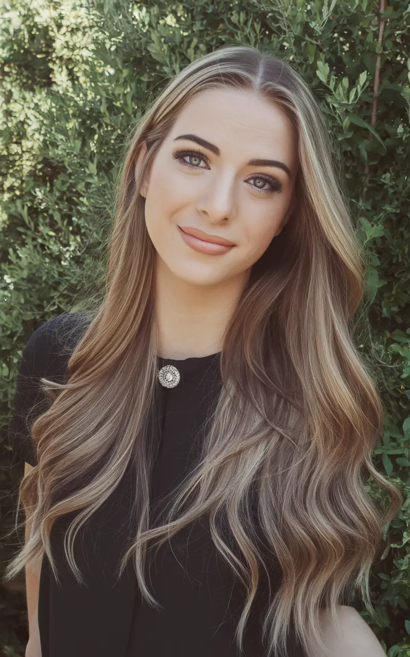 aesthetic hairstyle for long hair+Soft Highlights with Lived-In Mermaid Layers