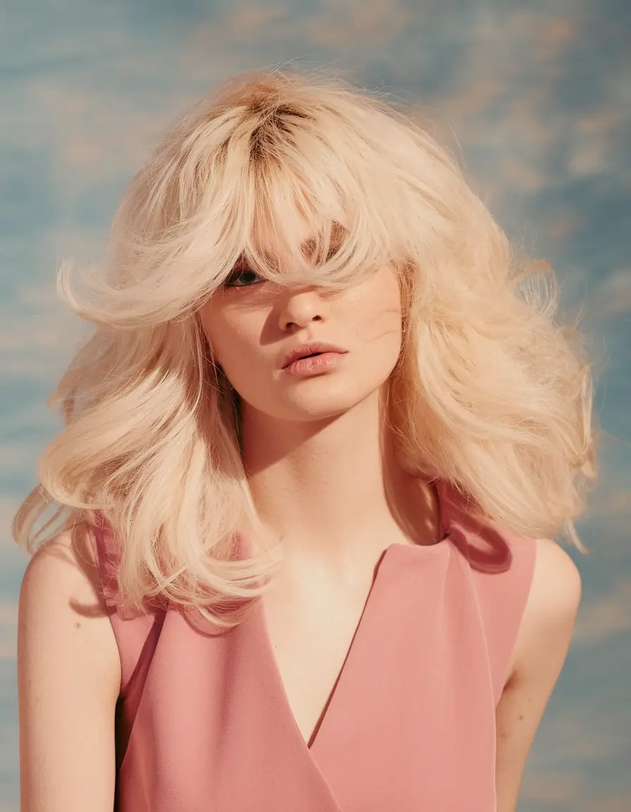 Fall hairstyle long hairs Feathered Layers with Fluffy Bangs