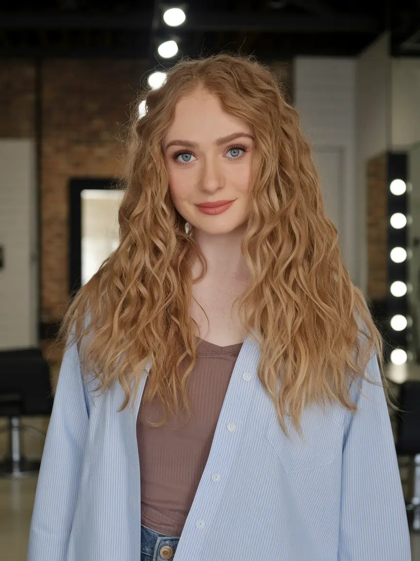 Fall hairstyle long hairs Mermaid Texture with Loose Defined Waves