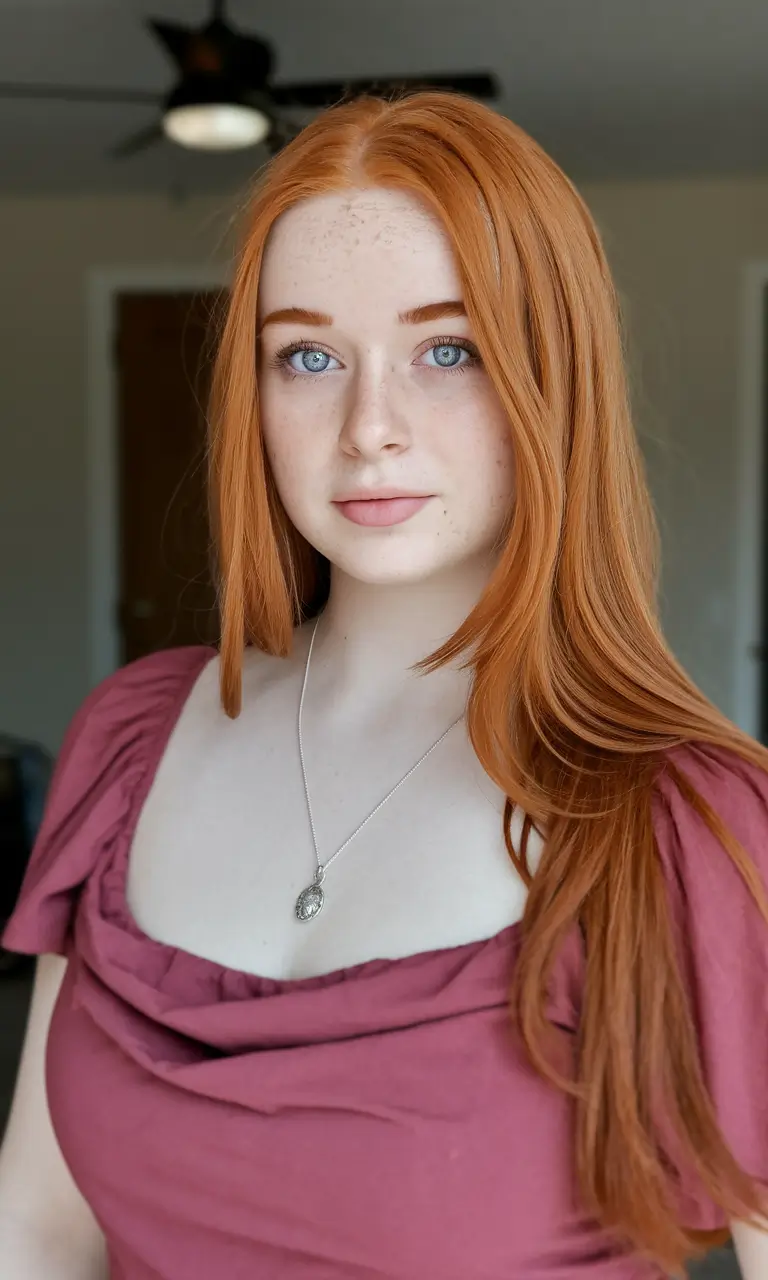 Fall hairstyle long hairs Warm Copper Length with Tucked Volume