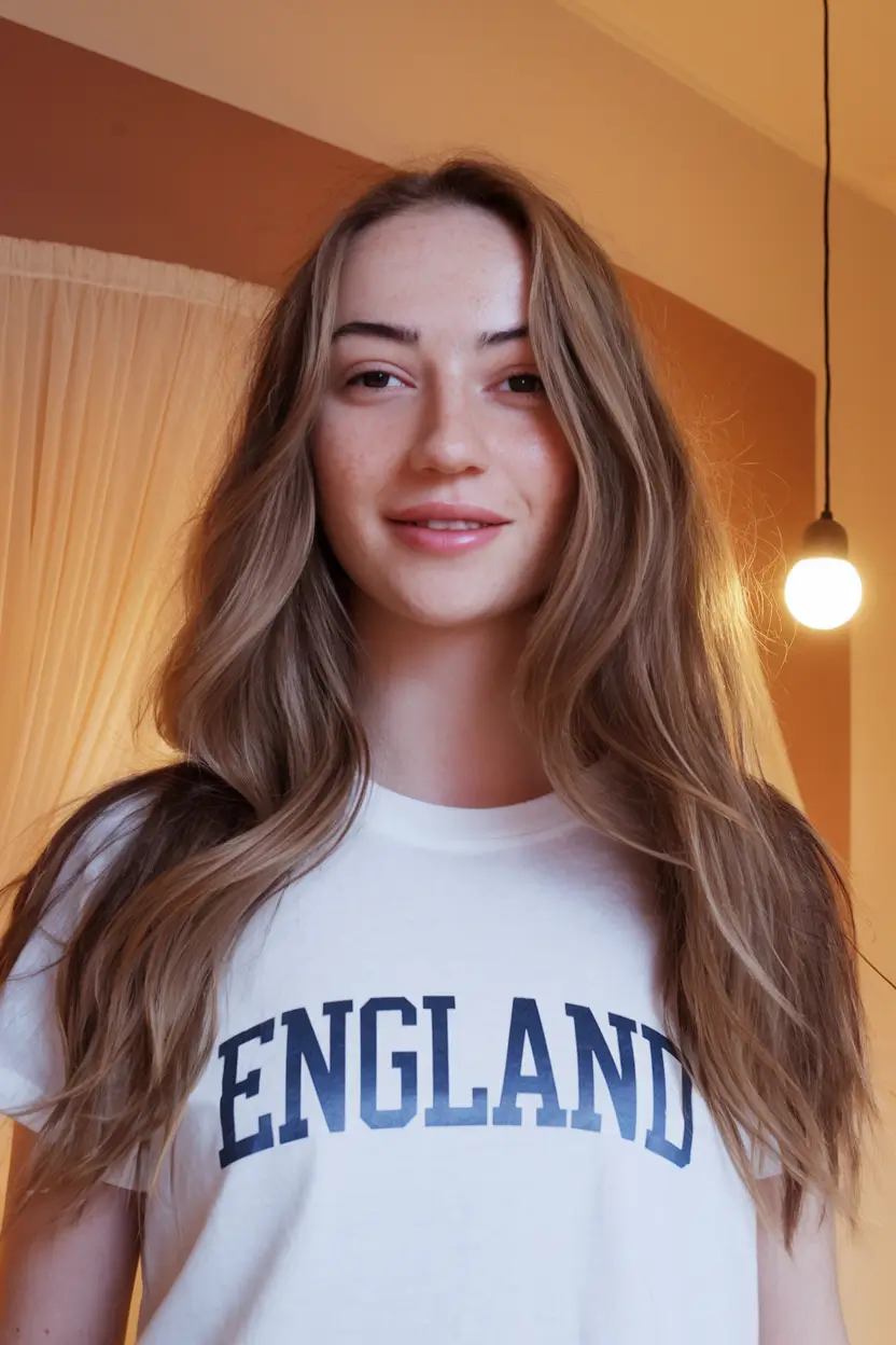 hairstyle long hairstyle+Subtle Waves with Soft Golden Ash Balayage