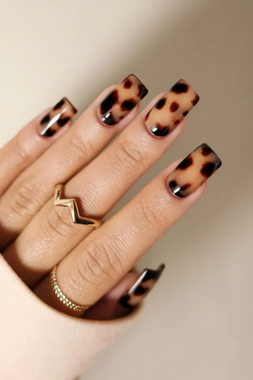 long fall nails 2025 Tortoiseshell Chic Nails