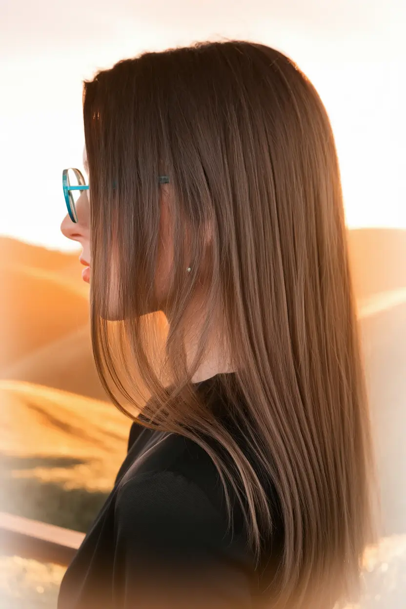 fall haircut long+Sleek Layers with Autumn Glow