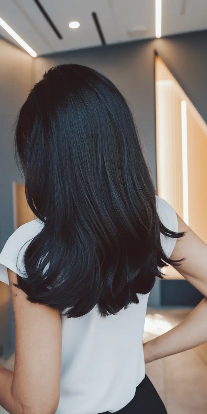 fall 2025 hair trends haircuts long length+Mid-Back Charcoal Waves with Shine