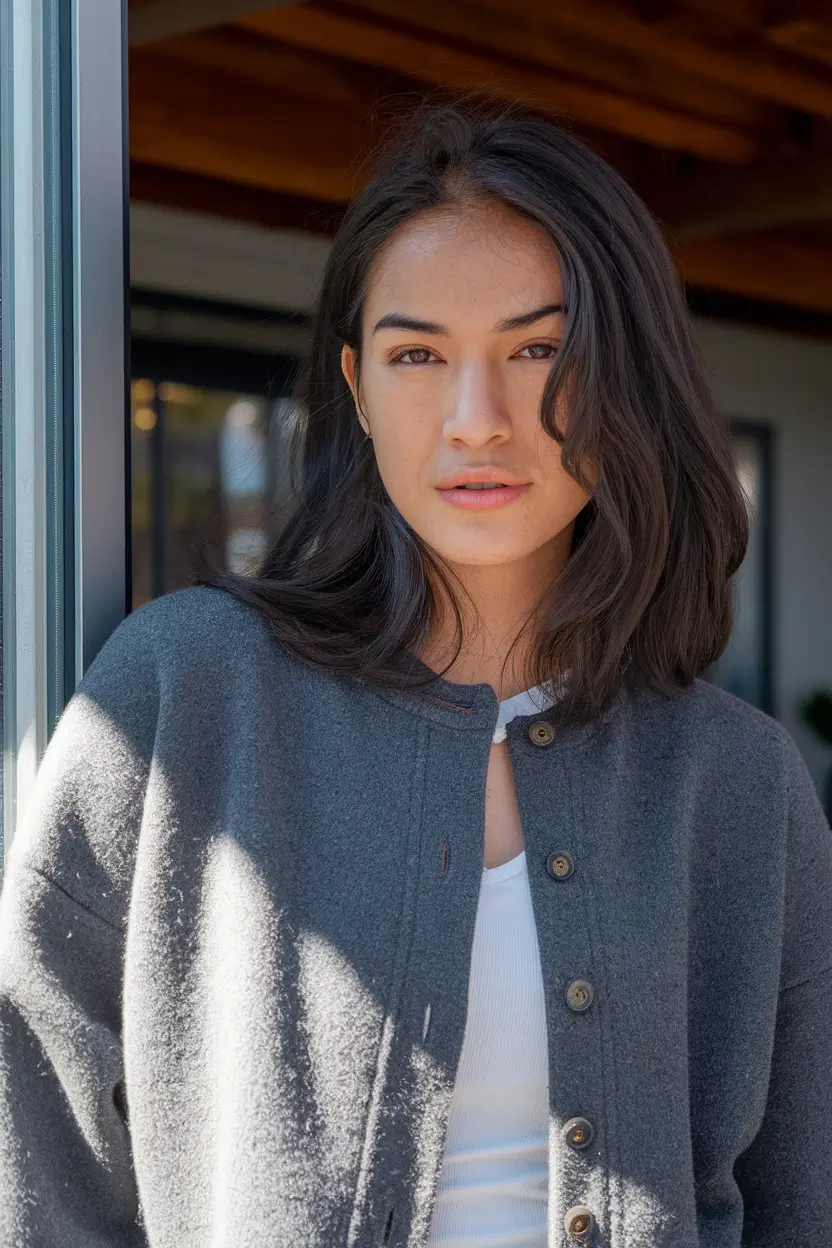 fall hairstyle for medium hair Low-Key Side Wave with Soft Natural Layers