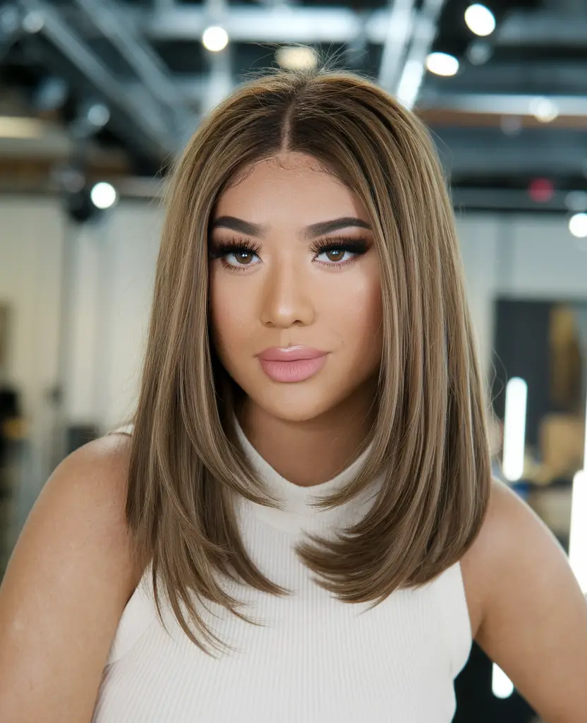 fall hairstyle for medium hair Feathered Flick Layers with Honey Warmth