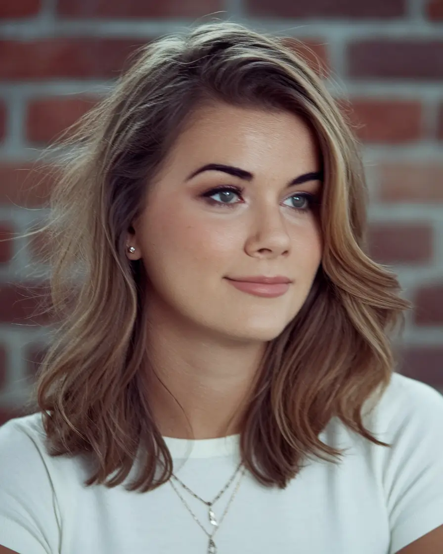 fall hairstyle for medium hair Effortless Fall Layers with Side Volume