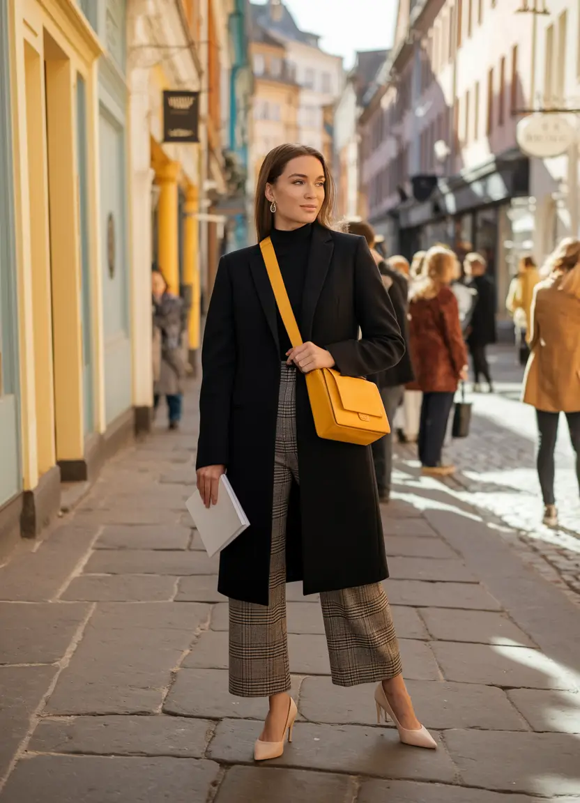 midsize fall outfits 2025 work Polished Office Layers with a Pop