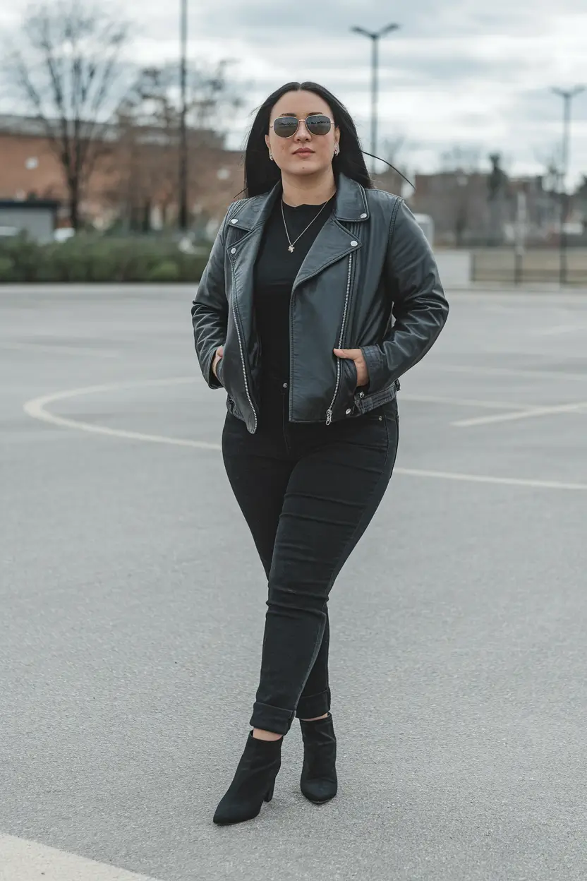 midsize fall outfits 2025 going out Classic Leather and Street Confidence