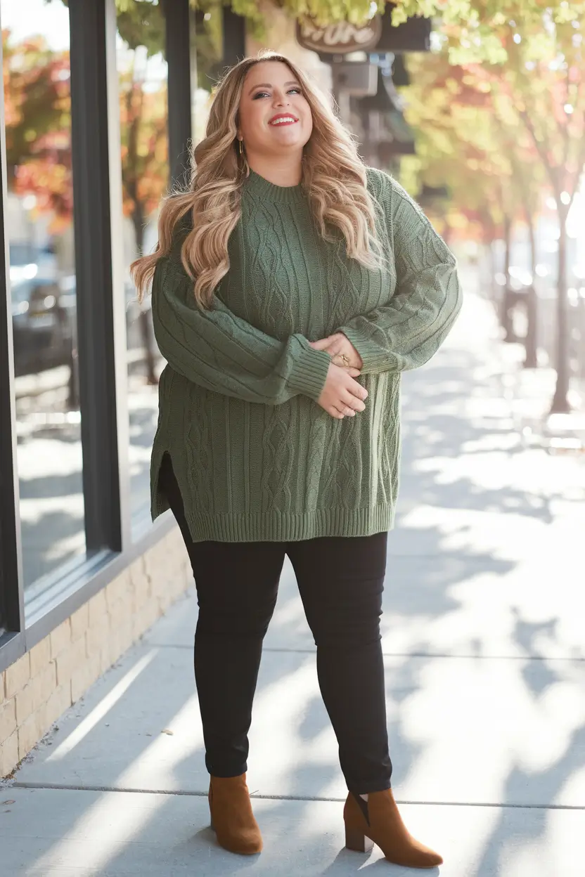 midsize fall outfits 2025 Slouchy Fall Sweaters and Skinny Jeans Done Right