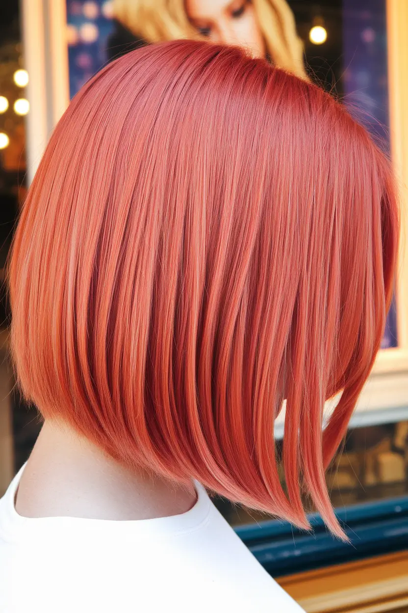 fall red hair color autumn highlights blonde Blonde-Copper Fusion in a Blunt Bob