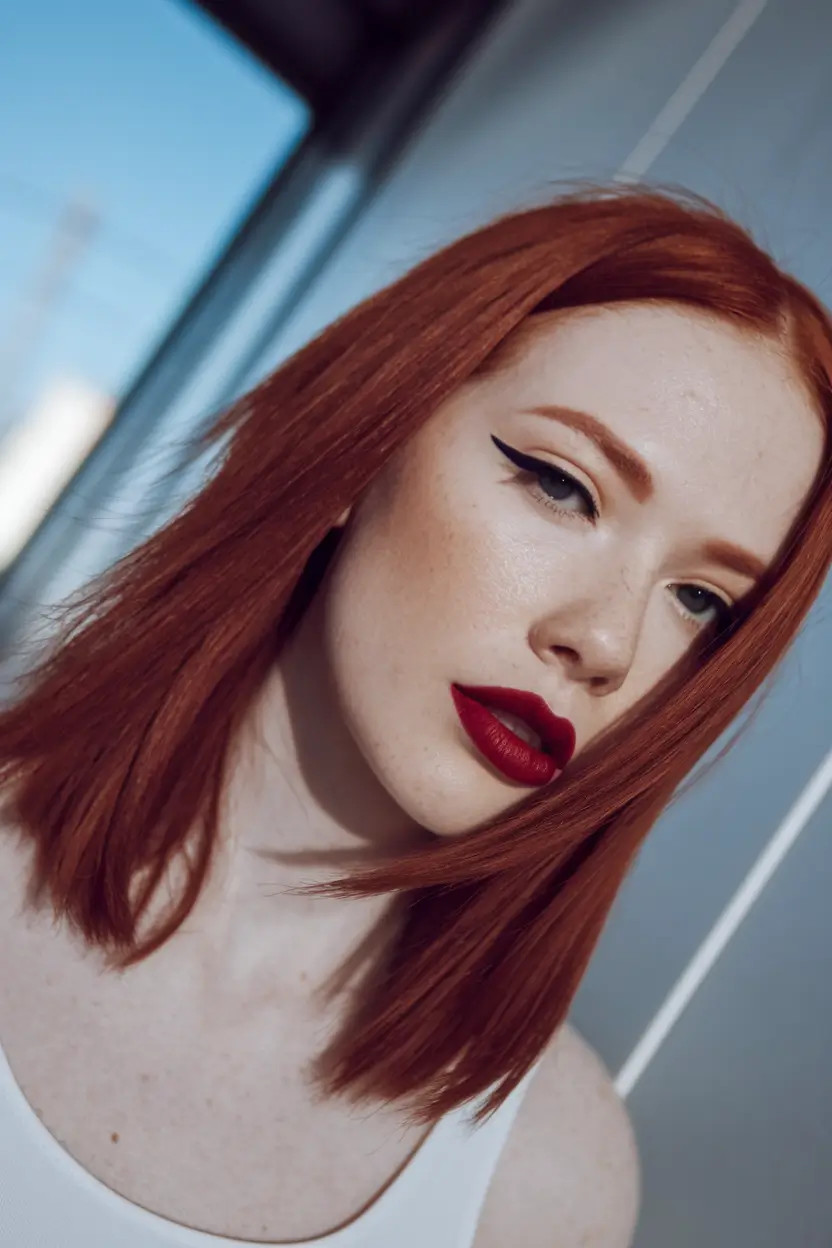 fall red hair color autumn bob
