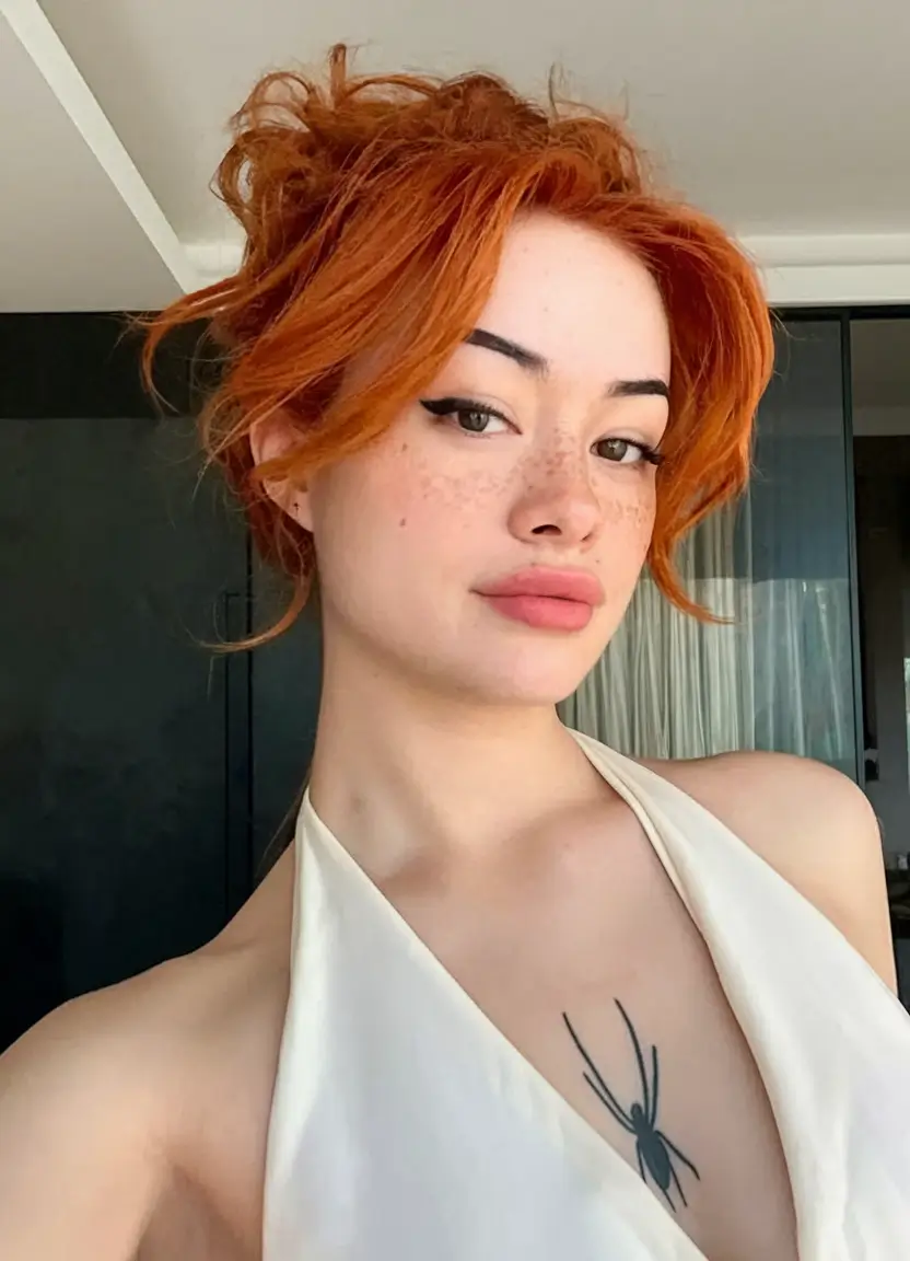 fall red hair color pale skin Spicy Pumpkin with Messy Updo Vibes