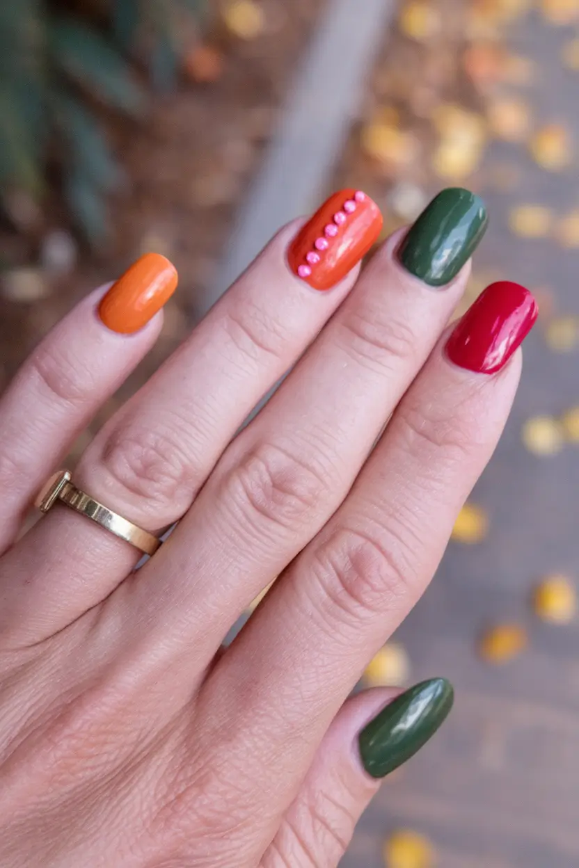 Fall Nail Color Ideas for Women Over 60 Harvest Festival Multicolor Magic