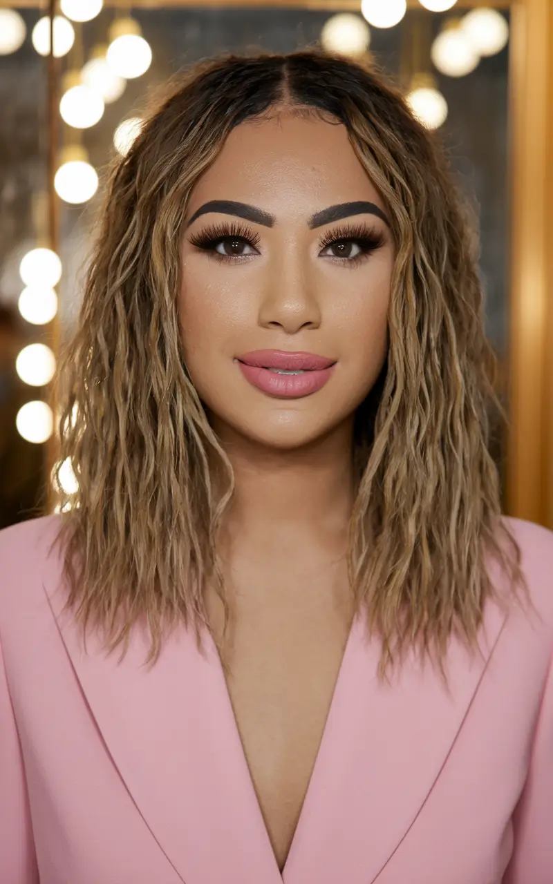 september haircut Wet Look Waves with Center Part