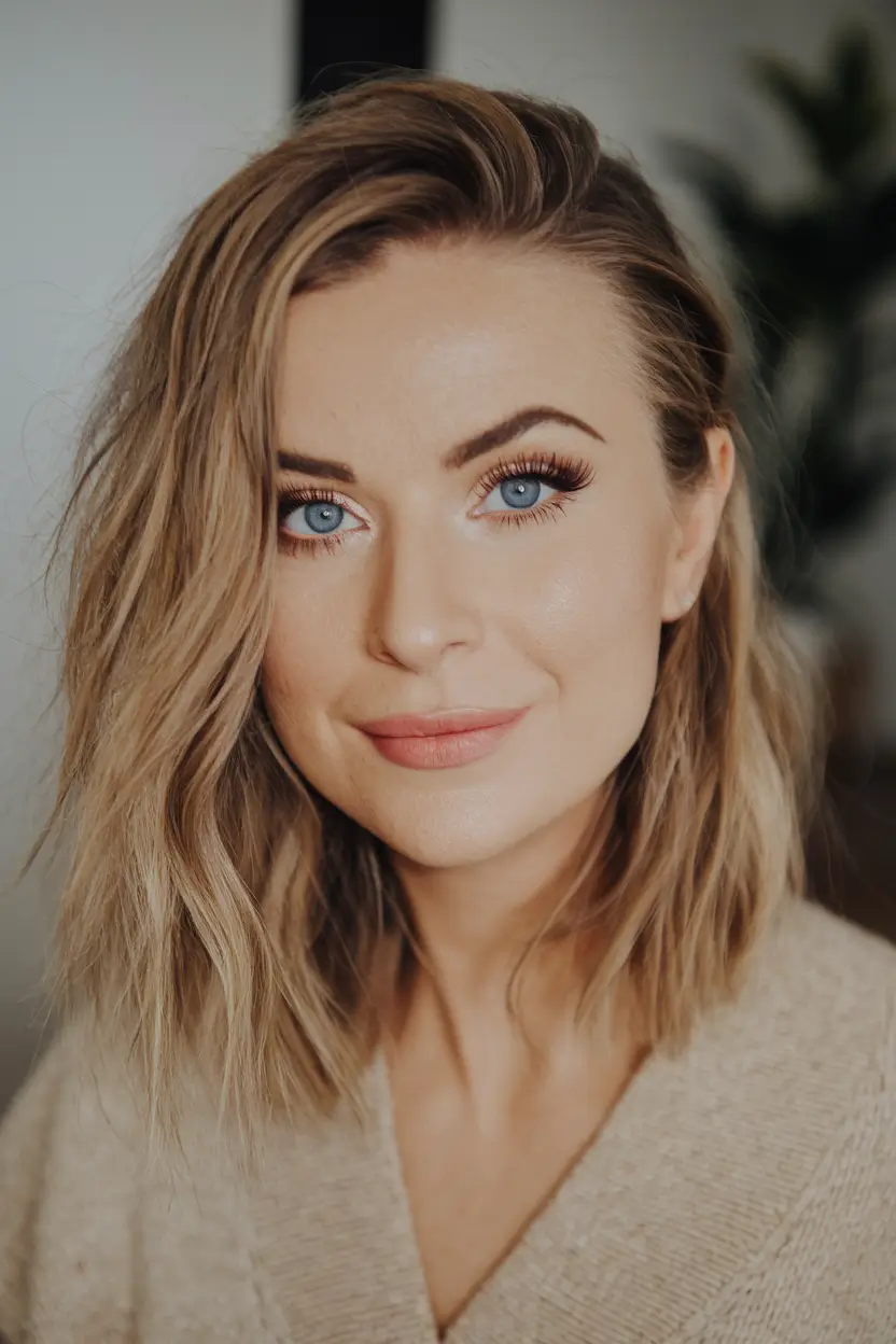 september haircut Textured Honey Blonde Shaggy Bob