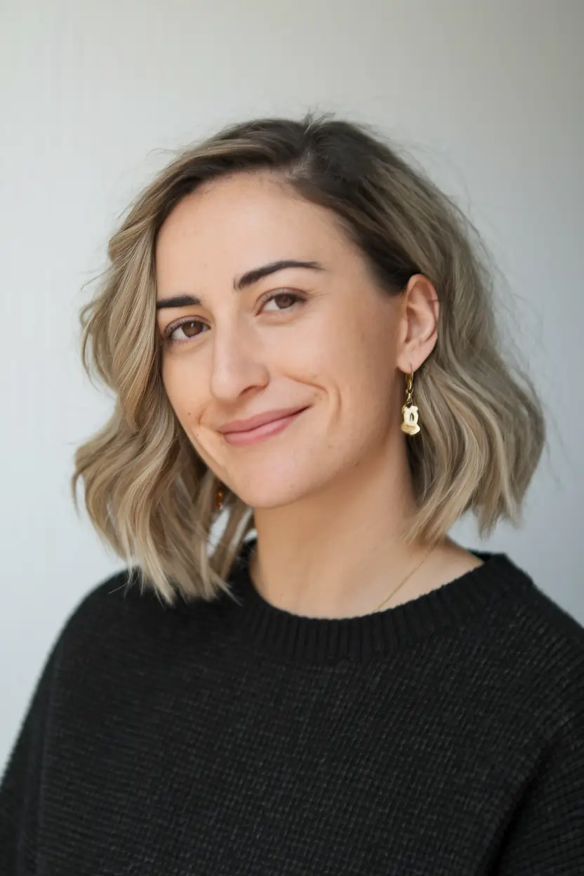 september haircut Soft Wavy Bob with Dimensional Balayage