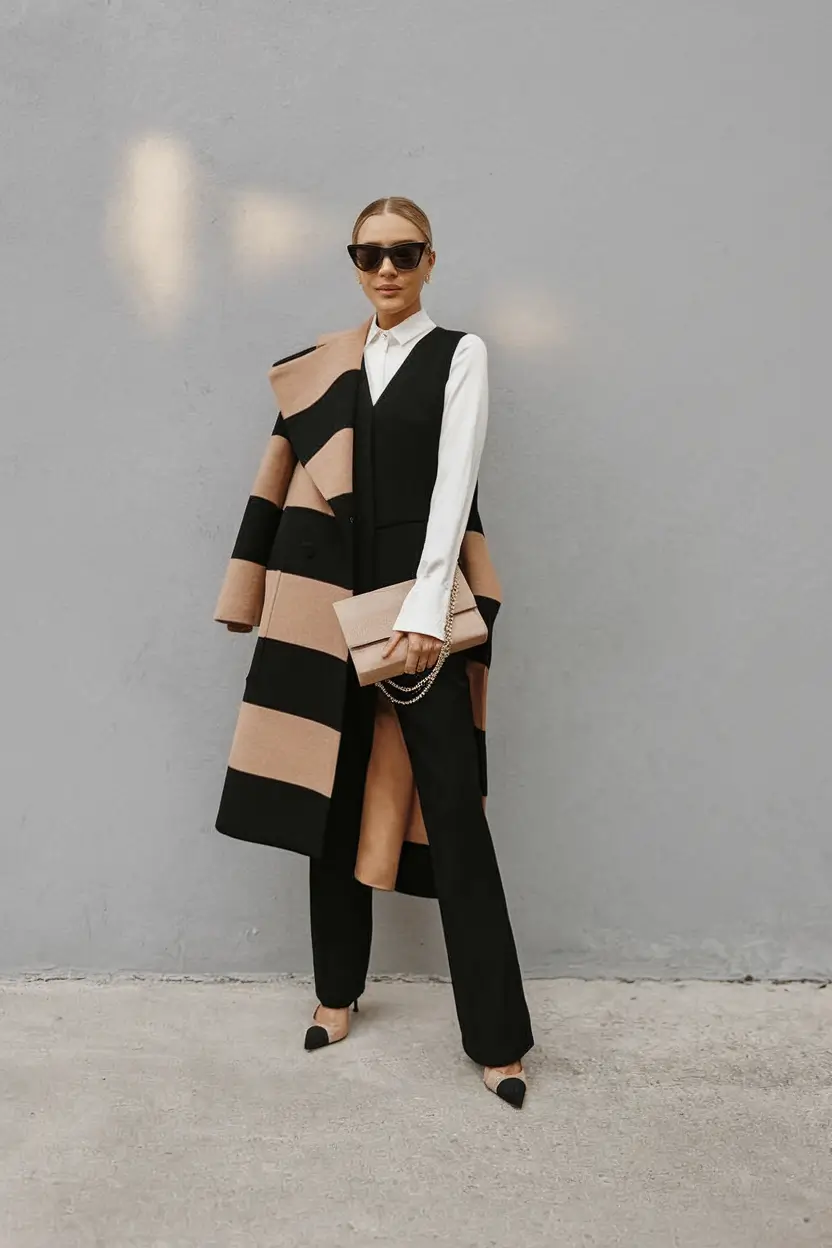 fall office outfits for women 2025 Power Stripes and Timeless Monochrome