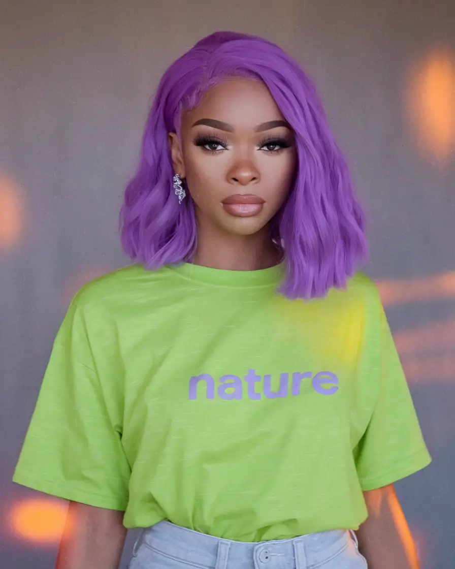 fun fall hair colors purple Lavender Pop with Clean Side Part