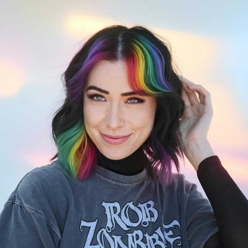 fun fall hair colors 2025 Rainbow Framing for a Rockstar Mood