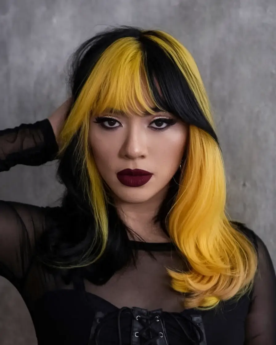 fun fall hair colors black hair Sunflower Split Dye for Instant Impact