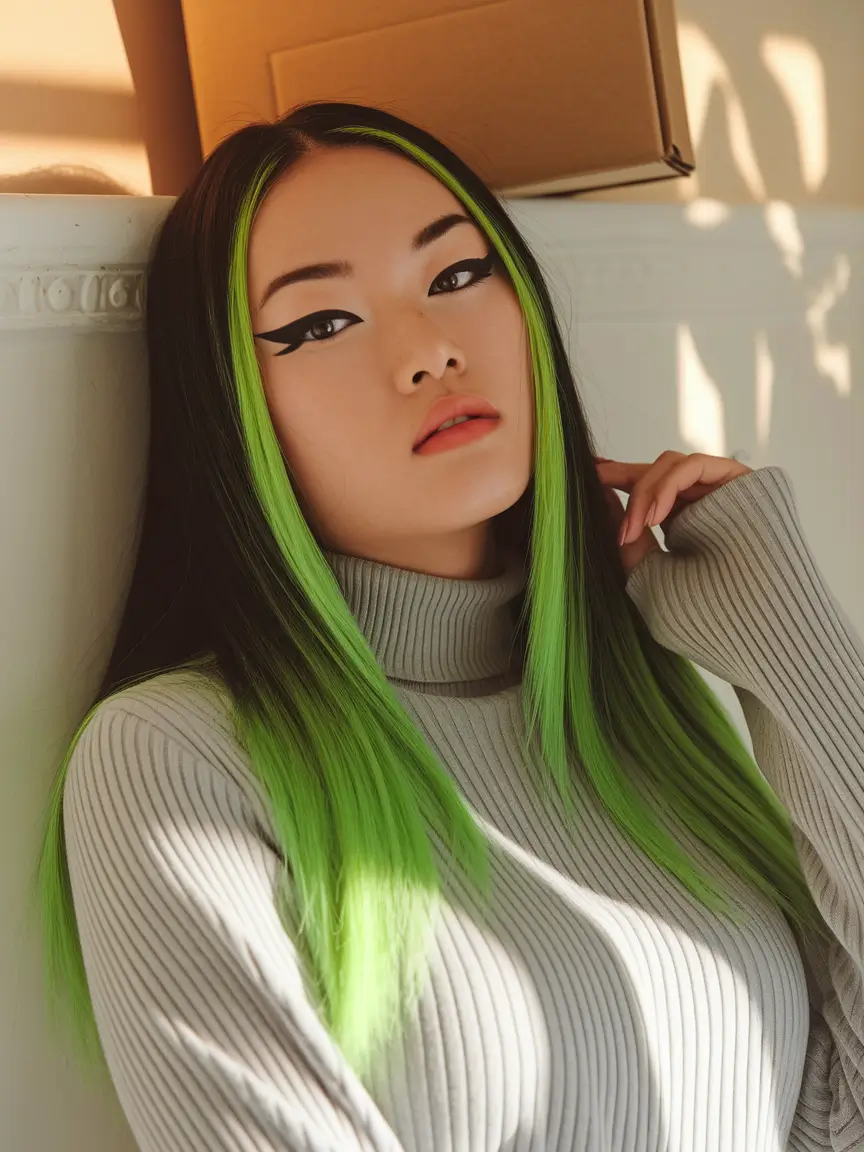 fun fall hair colors brunettes short Neon Green Paneling That Pops