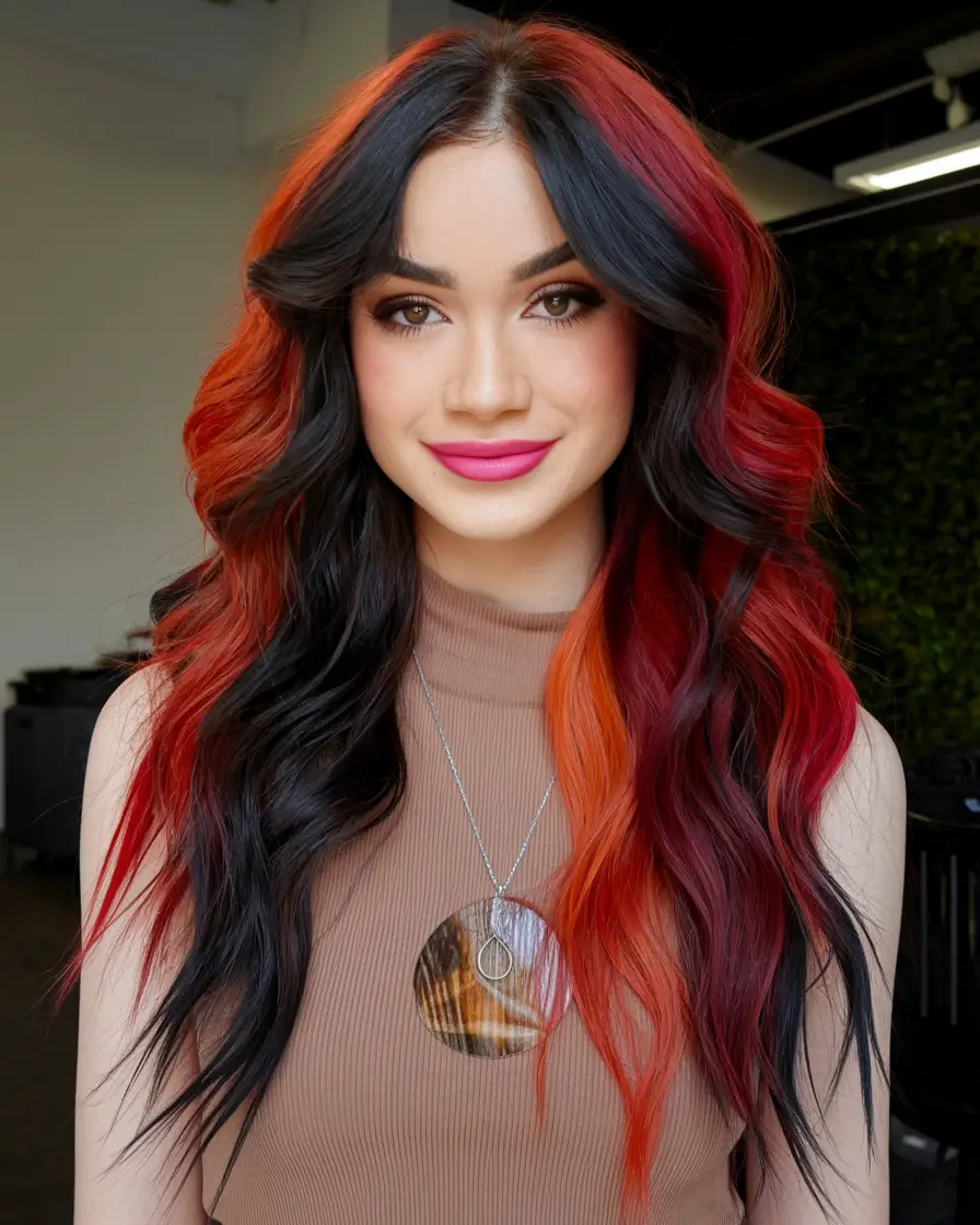 fun fall hair colors brunettes Cherry Cola Curls with a Fire Glow