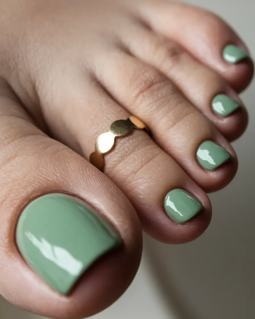 Pretty Toe Nail Ideas for September 2025+Sage Green Serenity