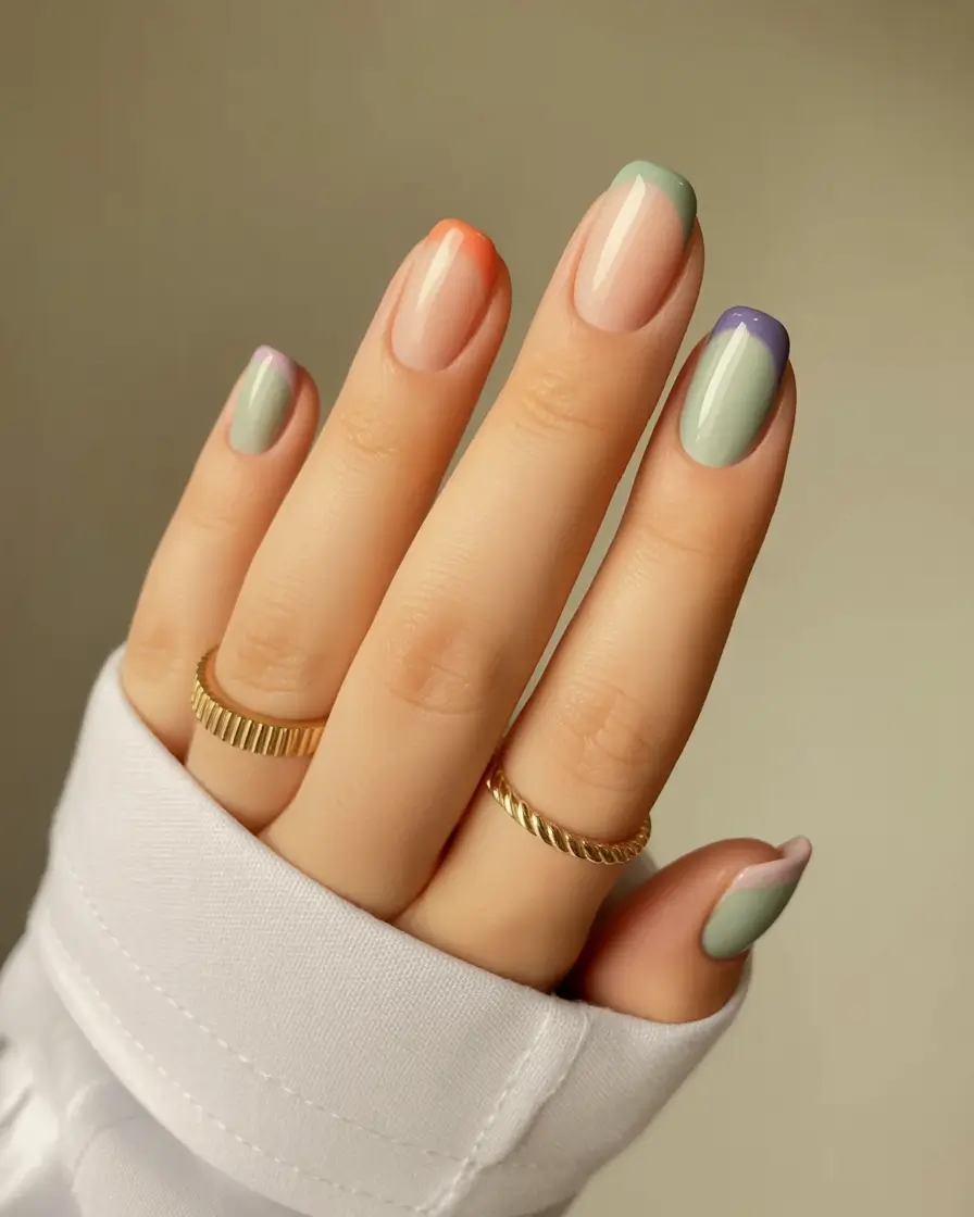 short fall nails 2025 Modern Pastel French for a Soft Fall Pop