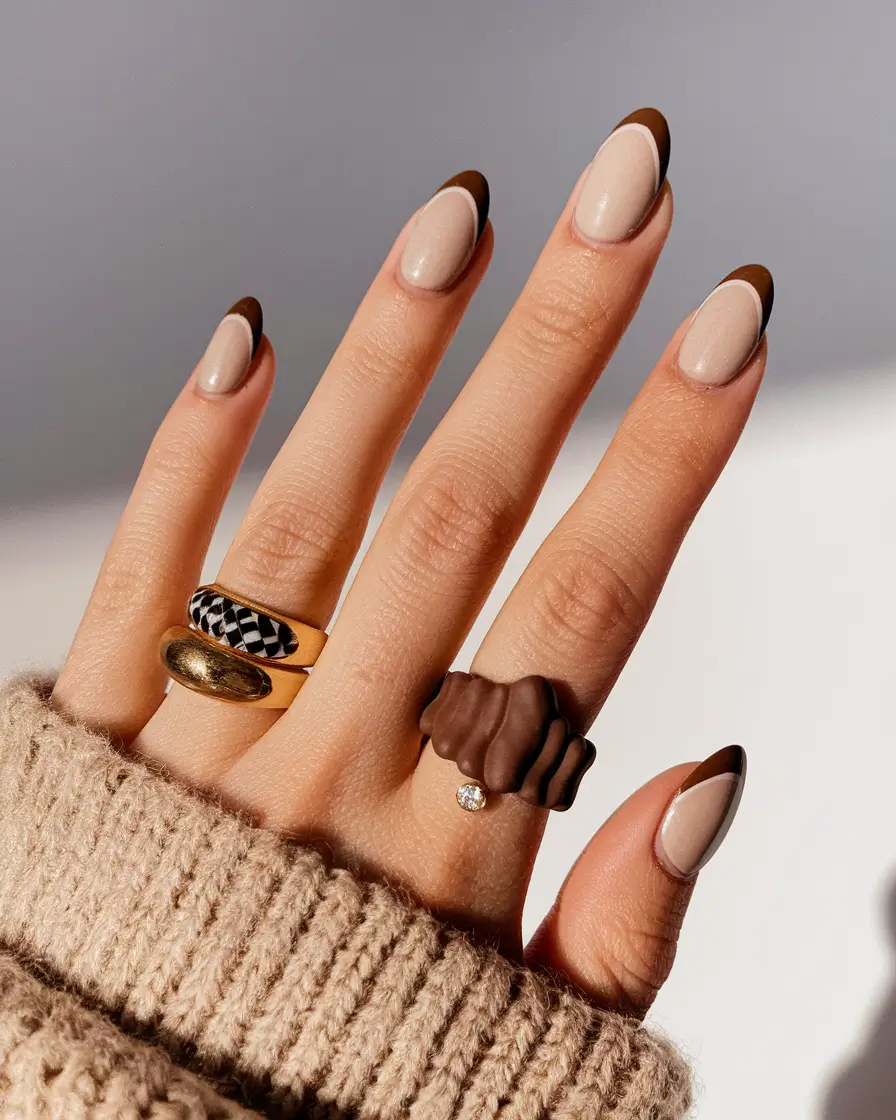 short fall nails 2025 Chocolate Contour Tips with a Twist