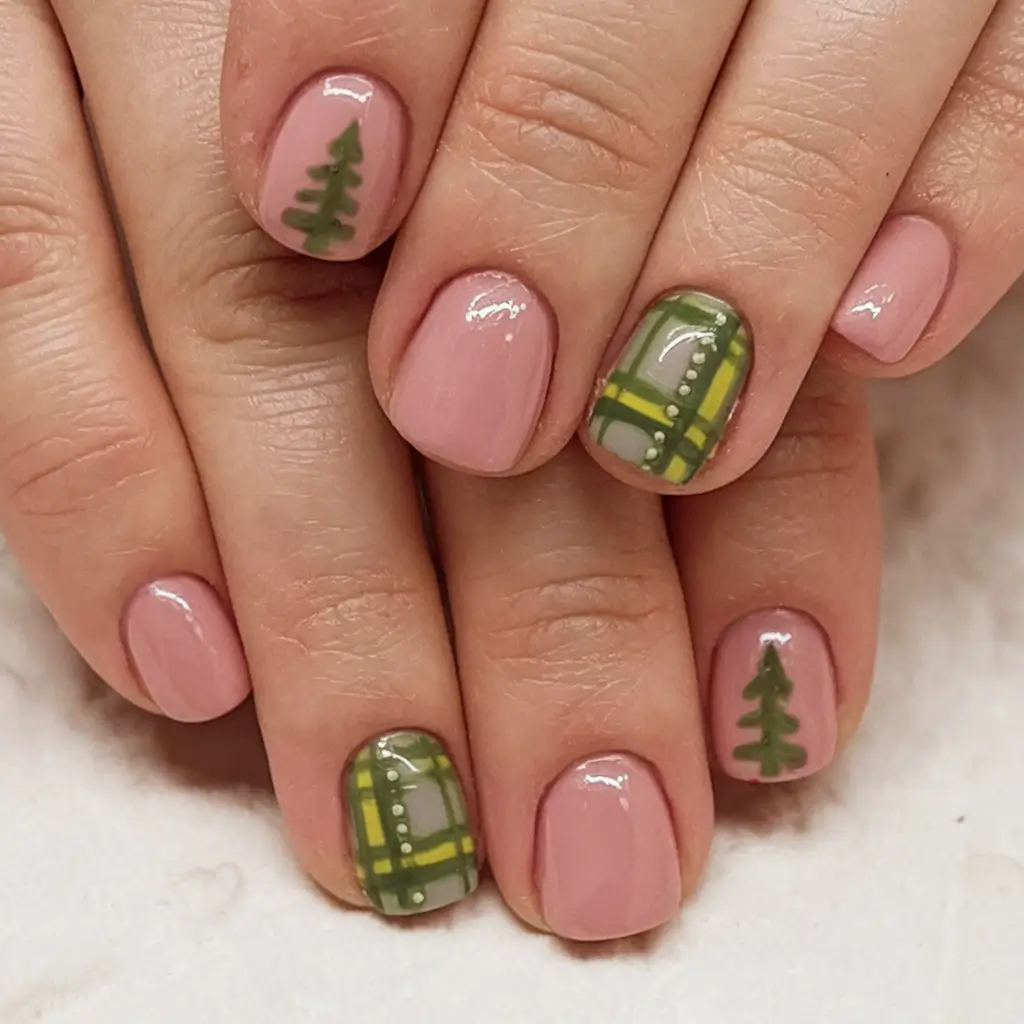 short fall nails simple Plaid and Pines