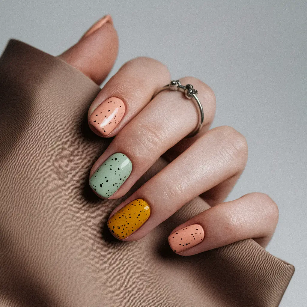 short fall nails 2025 Speckled Colors for an Artsy Autumn Mood