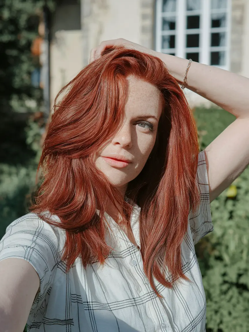 Soft Autumn Haircuts for 2025 Rusty Auburn with Tousled Mid-Length Layers