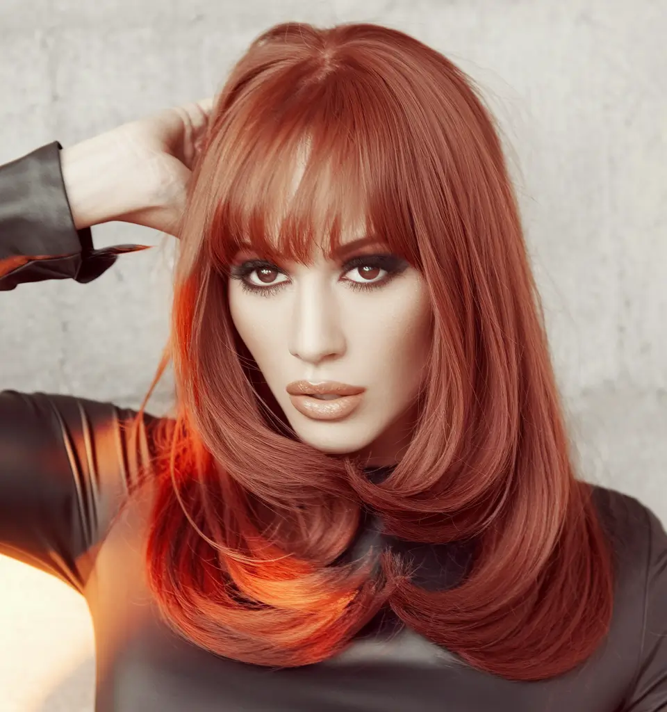 Soft Autumn Haircuts for 2025 Retro Copper Layers with Full Fringe