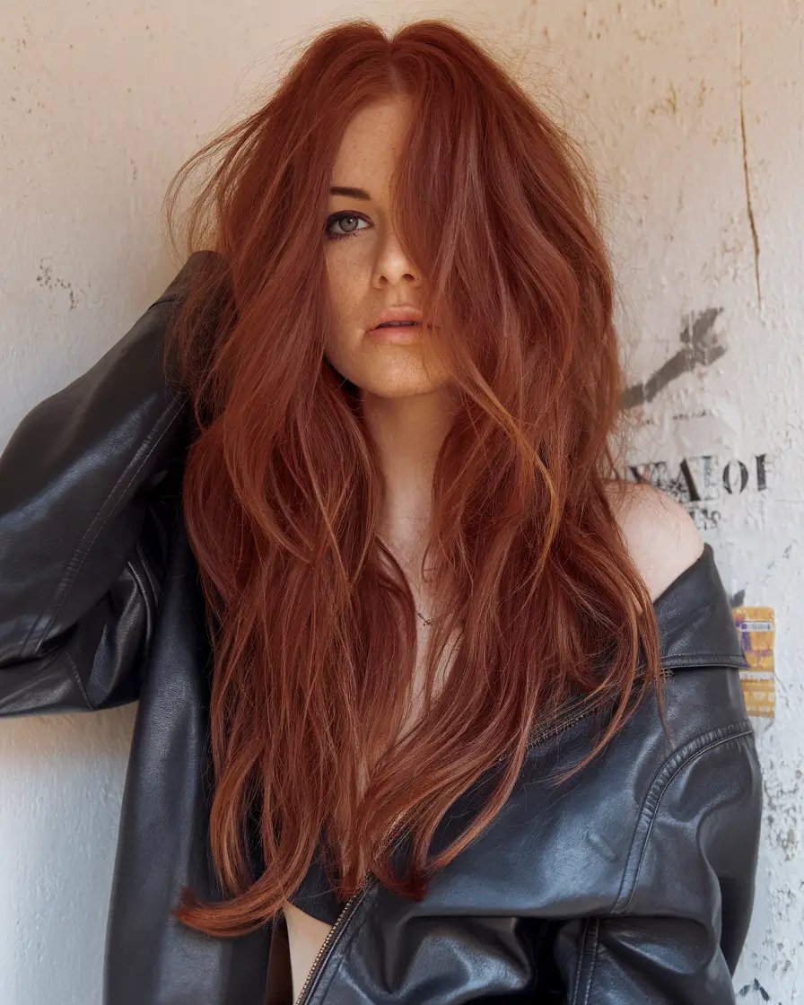 Soft Autumn Haircuts for 2025 Layered Red Waves with Autumn Texture